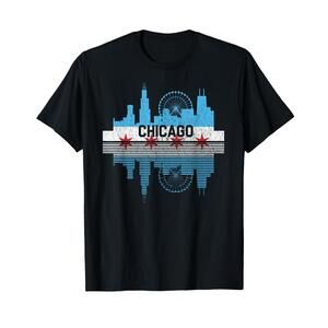 Chicago Illinois Flag Skyline Men Women TShirt